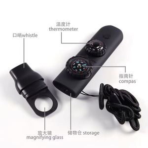 Sifflet multifonctionnel d'urgence 7-en-1 pour l'extérieur avec logo personnalisé imprimé à l'écran, lumière LED, thermomètre, boussole, modèle S081726A - Product Image 3