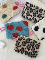 Tas Lipstik Kulit Bentuk Hati Gaya Ins, Tas Makeup Kecil untuk Pelajar, Dompet Kunci/Koin, Tas ID, Musim Semi