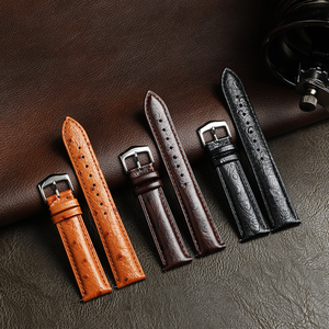 Correa de Cuero Genuino CHARM al por Mayor, 20/22mm, Patrón de Avestruz, Correa Universal para Reloj Inteligente - Product Image 1