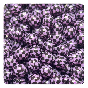 Perles en silicone rondes violettes de 15 mm, perles en silicone scintillantes colorées en vrac pour la fabrication de bijoux, vente en gros - Product Image 1