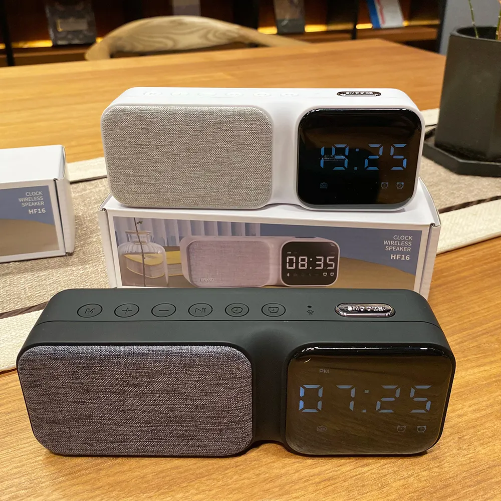 Bedside White Noise Sound Machine Portable Speakers Blue Tooth Wireless Alarm Clocks Speaker with Digital Time Brightness Dimmer