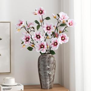Fleurs artificielles de magnolia Meng Jie, pétales en polyester blanc rosé et blanc jaunâtre, pour décorations de salon et d'hôtel - Product Image 2