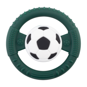 Anneau de dentition souple en silicone pour bébés - Motif ballon de football - Jouet de soulagement de la dentition - Approvisionnement direct usine pour l'exportation - Product Image 1