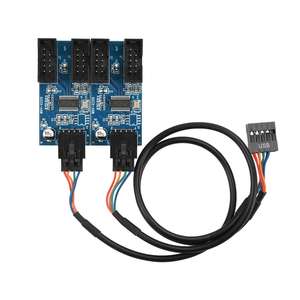 Splitter USB 9Pin, Header Splitter Antarmuka USB Female, Kabel Ekstensi 1 ke 2, Adaptor 9Pin 1 ke 4, Konektor HUB USB, Catu Daya - Product Image 1