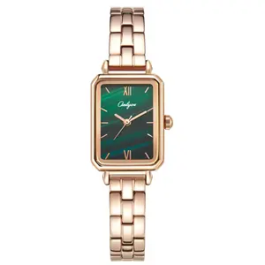 Onlyou relógio quadrado personalizado, relógio de luxo simples para senhoras, design de quartzo à prova d'água, 510037