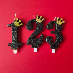 Ingrosso Glitter da forno corona nera novità fantasiosa torta di compleanno decorazioni di Capodanno <span class=keywords><strong>2026</strong></span> Velas De Bautizo - Product Image 4