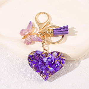 Nouveau porte-clés papillon à franges, breloque en résine avec paillettes, pendentif amour pour femmes et amoureux, idéal pour les festivals - Product Image 6