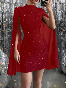 Vestidos de Moda para Mujer con Cuello Redondo, Manga Larga, Diseño de Capa de Gasa Acanalada y Abertura - Product Image 6