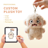 Porte-clés en peluche personnalisé mignon en coton PP super doux avec personnage de dessin animé monstre brodé en cristal