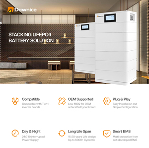 DAWNICE 10 años de garantía 10kWh 15kWh 20kWh Sistema de almacenamiento de energía solar Baterías recargables apiladas Lifepo4 - Product Image 2