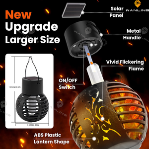 वाटरप्रूफ आउटडोर सौर पेंडेंट फांसी लालटेन फ्लैकरिंग लौ बगीचे के पाटियो यार्ड ट्री कैंपिंग सजावट के लिए प्रकाश का नेतृत्व किया - Product Image 5