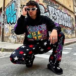 Conjunto Deportivo Streetwear de 500 g/m², Sudadera con Capucha y Pantalones Deportivos con Estampado Gráfico Personalizado, Tallas Grandes para Hombre - Product Image 3