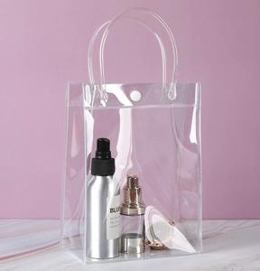 Women's Custom Logo Printed Tote Shopping <b>Bag</b> Wholesale <b>Cheap</b> Transparent PVC Plastic Waterproof Button Closure Grocery <b>Gift</b> - Product Image 2