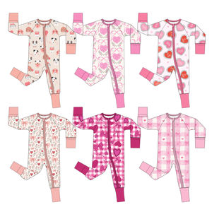 WEI WEI Özel Tasarım Yenidoğan Bebek Organik %95 Bambu %5 Spandeks Tulumlar Giysiler Yürümeye Başlayan Çocuk Pijama Uyku Kıyafetleri - Product Image 1