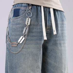Chaîne de pantalon à double couche en métal, chaîne de taille punk, chaîne de corps décontractée en alliage de zinc, style hip-hop, couleur blanc K - Product Image 2