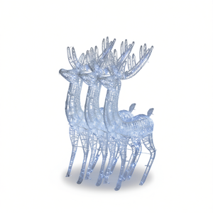 Ensemble de 3 rennes de Noël en acrylique blanc froid, décorations lumineuses pour extérieur - Product Image 1
