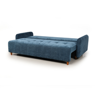 Canapé-lit pliant 2 places en tissu bleu marine avec pieds en bois pour salon, appartement, mobilier de maison