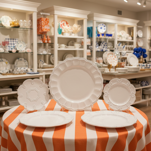 Service de table en céramique élégant à bords festonnés, assiettes en porcelaine <span class=keywords><strong>blanche</strong></span> gaufrée, vaisselle de cuisine, <span class=keywords><strong>assiette</strong></span> à dessert style shabby <span class=keywords><strong>chic</strong></span> - Product Image 4
