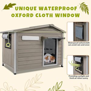 SHUNDA SD1288 40.2" L <b>Large</b> Dog House Outdoor/Indoor Fir Wood Aluminum Kennel Weatherproof Openable Roof Spacious Durable Easy - Product Image 3