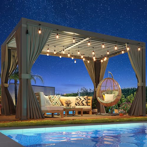Pergola de luxe en aluminium gazebo électrique bioclimatique persienne étanche patio terrasse auvent pour décorations de jardin extérieur LED - Product Image 4