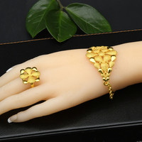 Pulseras de Lujo Color Oro Dubai, Regalo, Chapado en Oro 24K, Brazaletes Indios Africanos, Amuleto, Boda, Etíope, Árabe, Conjunto de Joyería de Mano