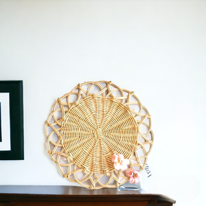 100% napperons ronds tissés en rotin de bambou vietnamien naturel et sous-verres faits à la main bol durable et accessoires de table - Product Image 1