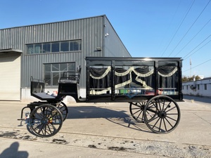 Latest Design Horse Drawn Funeral Hearse Coffin Buggy Motorcycle Funeral Cart Funeral Service Wagon - Product Image 3