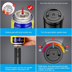 Gran oferta, accesorios baratos para fumar, encendedores de cigarrillos, encendedor de cigarros recargable de butano a prueba de viento Jet Blue Flame - Product Image 5