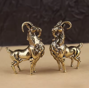 Латунная ретро-фигурка самки антилопы, креативное металлическое изделие ручной работы, украшение для дома и офиса, настольный декор, фигурка-компаньон для чайной церемонии, миниатюра - Product Image 2