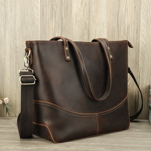Grand sac fourre-tout en <span class=keywords><strong>cuir</strong></span> pour ordinateur portable pour femmes hommes sac fourre-tout de voyage vintage pour ordinateur portable 14.2 ''sac à main pour femmes sac à bandoulière de grande capacité - Product Image 3