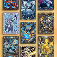 Cartes Métalliques Premium Inspirées de Pokémon, Art Fan Anime, Cartes de Collection, Cadeau pour les Collectionneurs, Classeur 9 Pochettes, Jeux de Société