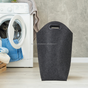 Panier à linge moderne pliable et empilable en feutre, réutilisable, écologique, durable, avec logo personnalisé et design élégant, pour armoire - Product Image 1