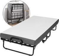 Lit pliant portable en gros avec matelas, lit pliant rapide en métal à roulettes pour invités, bureau, camping, OEM