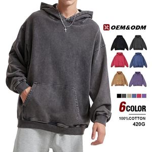 Sweat à capuche personnalisé pour homme, 100% coton, de haute qualité, style délavé et vieilli, rétro, vierge - Product Image 3