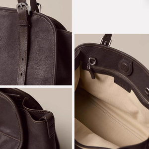 Nouveau sac à main pour <span class=keywords><strong>femme</strong></span> en cuir véritable, première couche de cuir de vache, grande capacité, vintage, rétro, bowling, sac à main à bandoulière unique - Product Image 5