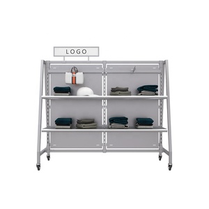 Hợp Thời Trang Thương Hiệu Cửa Hàng Phù Hợp Tùy Chỉnh Đứng Thép Phụ Nữ Gondola Kệ Bán Lẻ Quần Áo Cửa Hàng Hiển Thị Giá Móc Áo - Product Image 3