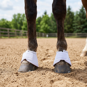 Protège-jambes de sport pour chevaux en PVC blanc personnalisés avec fermeture auto-agrippante - Product Image 4