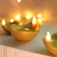 Vente en gros de lampes bougies électroniques de luxe à LED Festival indien Diwali lampe à huile flottante eau bougies à LED souhaitant une lanterne de bénédiction