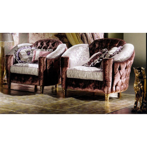 Set di Divani per Soggiorno in Stile Europeo, Lussuoso Divanetto Francese <span class=keywords><strong>Rococò</strong></span> in Legno Intagliato con Schienale Alto Imbottito - Product Image 3