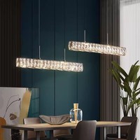 Lustre moderne en cristal pour table à manger, décoration de bar, luminaire de luxe, lampe de plafond pour pièce, luminaire suspendu en acier inoxydable
