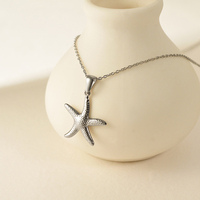 Collier pendentif étoile de mer en acier inoxydable plaqué or pour femme, style bohème, pour les vacances d'été à la plage, avec chaîne à maillons