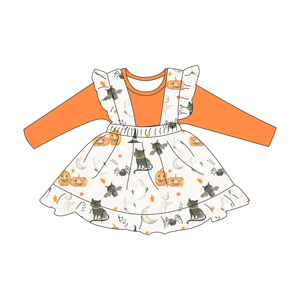 Set 2 Pezzi Personalizzato Senza MOQ di Alta Qualità per Bambine 2-<span class=keywords><strong>9</strong></span> Anni, Stampa Casual, Maglietta a Maniche Lunghe e Gonna in Bambù Traspirante per l'Autunno - Product Image 5