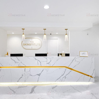 Comptoir de réception en marbre travertin beige moderne Newstar pour bureau, hôtel, salon ou entreprise