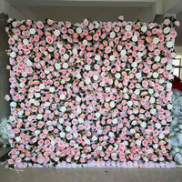 MoKtong Mur floral de couleur pastel 8ft x 8ft 5D avec pivoines et hortensias en soie réalistes pour mariage en jardin printanier