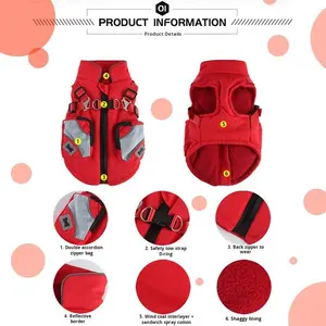 Küçük ve Orta Boy Köpekler İçin Fermuarlı Kışlık Polyester Sıcak Köpek Ceketi - Product Image 3