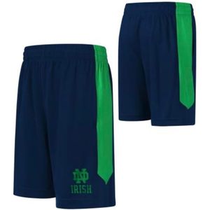 FOXA Youth Notre Dame Fighting Irish Short de sport bleu marine avec bande latérale verte à séchage rapide pour homme - Product Image 1