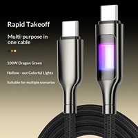 Kabel Data Pengisian Cepat dan Transfer Data 100W LED Dual Type-C ke C dari Paduan Seng untuk Produsen Aksesoris Ponsel Grosir