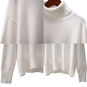 Haute qualité vêtements quotidiens pour femmes polaire logo personnalisé ivoire couleur unie col montant pull surdimensionné sweat lourd - Product Image 4