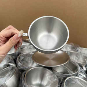 <span class=keywords><strong>Tasse</strong></span> à café réutilisable en acier inoxydable 304, <span class=keywords><strong>tasse</strong></span> à lait et à thé en métal, <span class=keywords><strong>tasse</strong></span> à café latte pour le thé de l'après-midi <span class=keywords><strong>avec</strong></span> assiette, mug à <span class=keywords><strong>expresso</strong></span> durable - Product Image 2