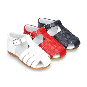 OEM diseño zapatos de cuero genuino suave blanco de verano de bebé niño Niño Zapatos Sandalias